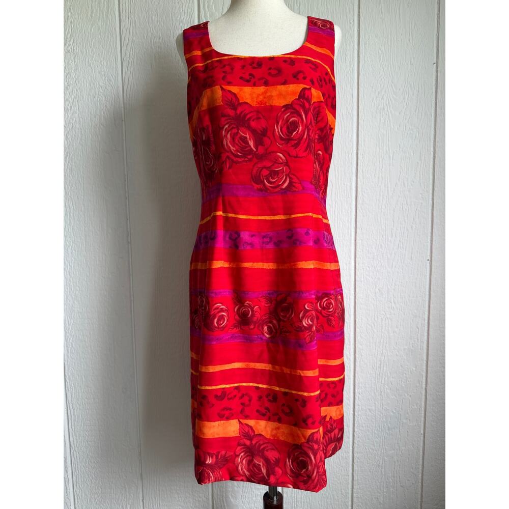 Vintage 90s Jessica Howard Floral Dress Size 10 Rose Print Sleeveless Midi